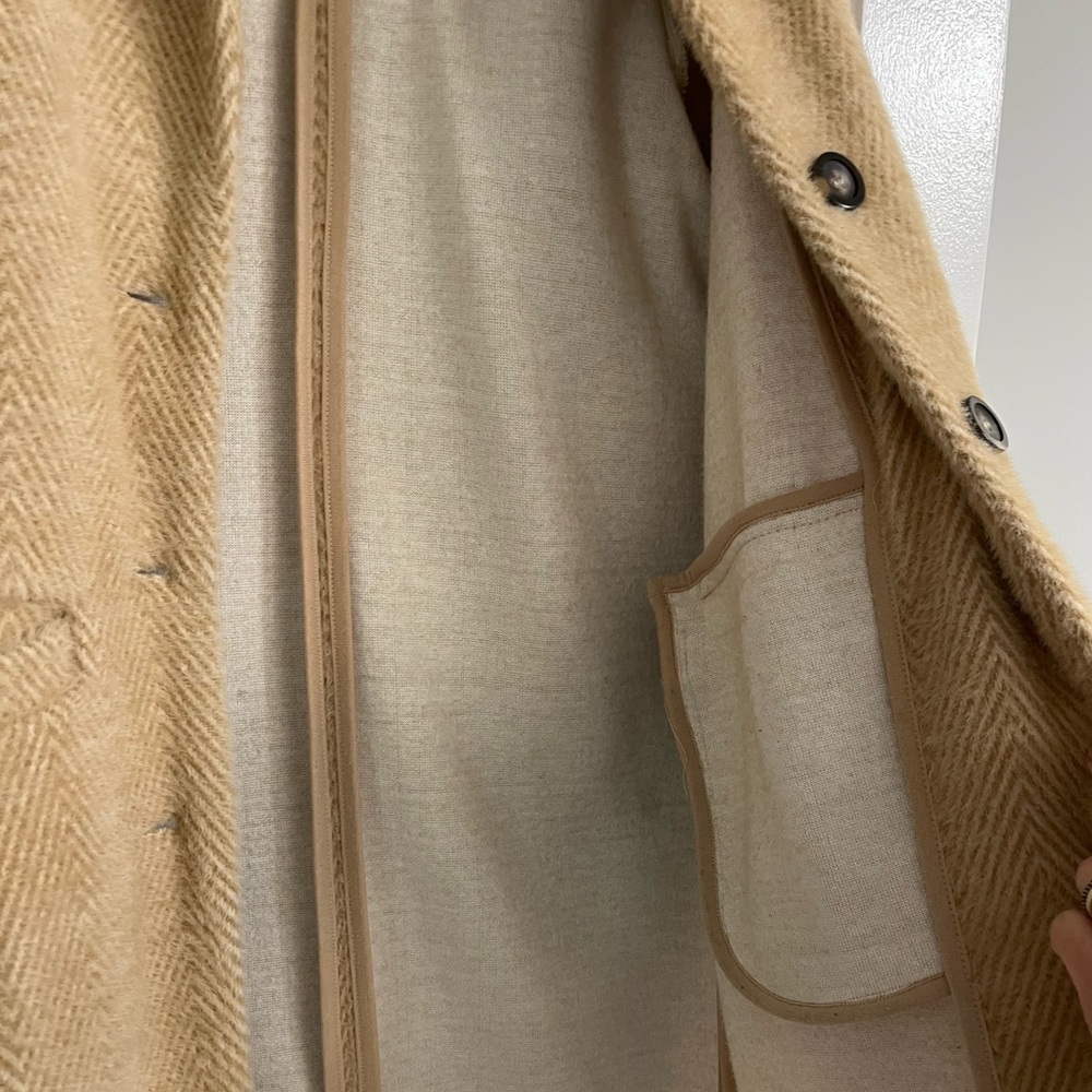 Sanctuary For Anthropologie Camel Herringbone Long Coat - Picture 11 of 13